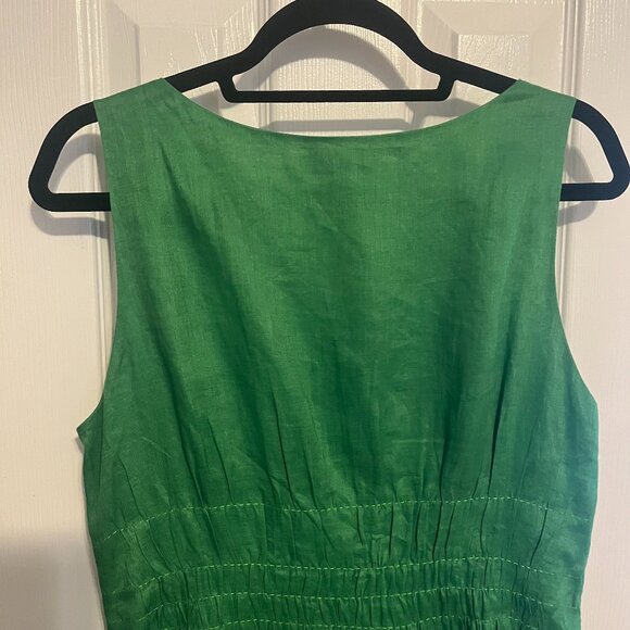 Tory Burch Pleated Midi Dress in Linen - Picture 12 of 12